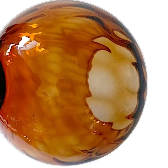 Empoli Amber Glass Candy Dish Lid Apothecary Jar Circus Tent Optic Panel Italy - Picture 8 of 16